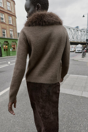 Faux Fur Knit Cardigan