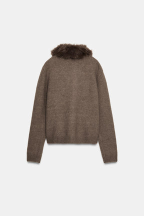 Faux Fur Knit Cardigan