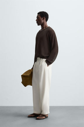 LINEN BLEND TEXTURED SWEATER - Image 4