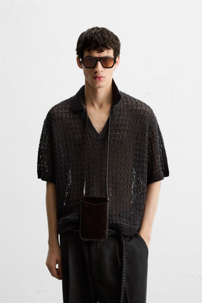 OPEN KNIT POLO SHIRT - Image 2