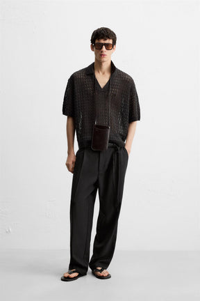 OPEN KNIT POLO SHIRT - Image 1