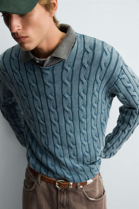 WASHED CABLE-KNIT SWEATER - Image 5