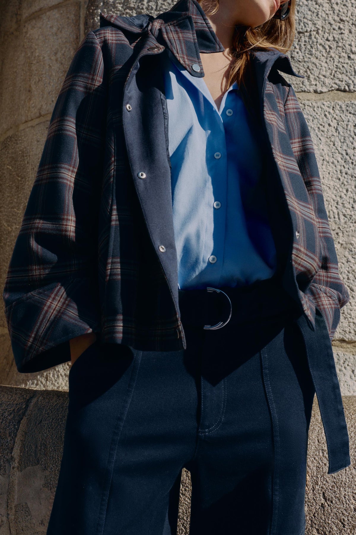 Karierte Daunenjacke