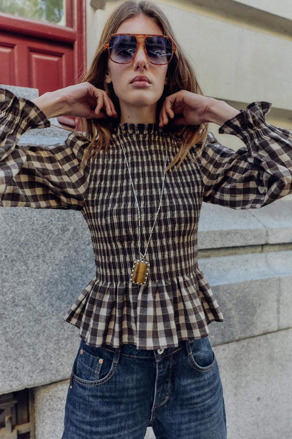 Smocked Cotton Shirt