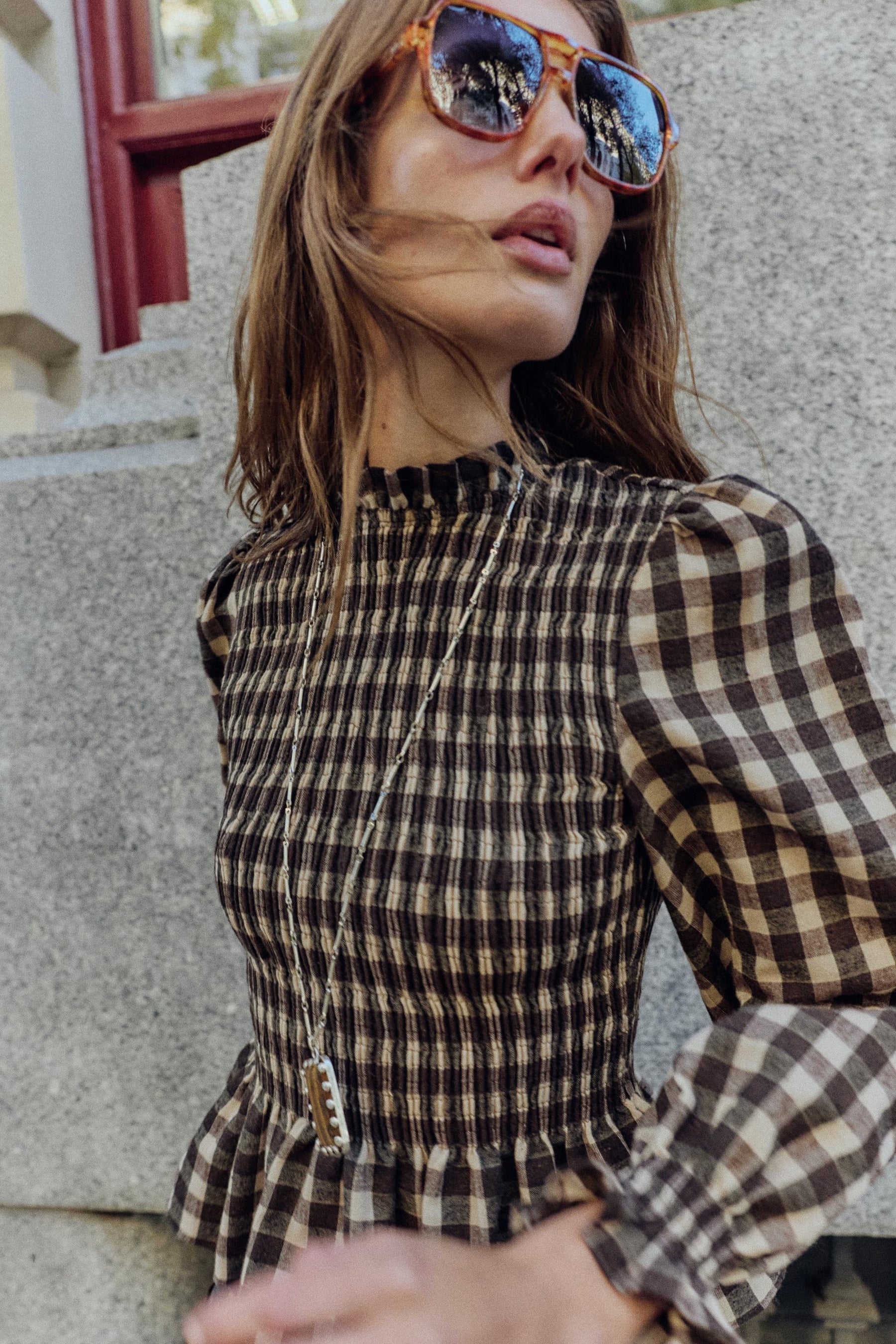 Smocked Cotton Shirt