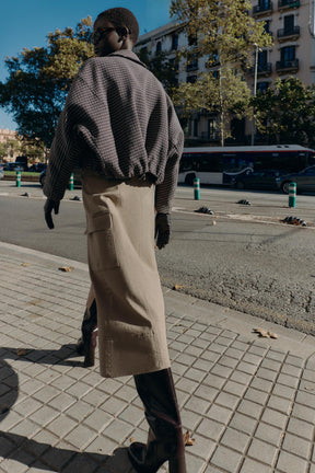 Gesteppte Bomberjacke im Hahnentrittmuster