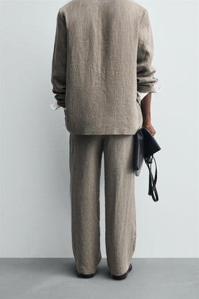 100% WASHED LINEN SUIT TROUSERS - Image 3