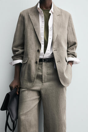 100% WASHED LINEN SUIT TROUSERS - Image 5