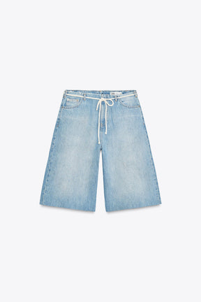 Low-Rise Denim Bermuda Shorts