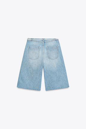 Low-Rise Denim Bermuda Shorts