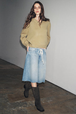 Low-Rise Denim Bermuda Shorts