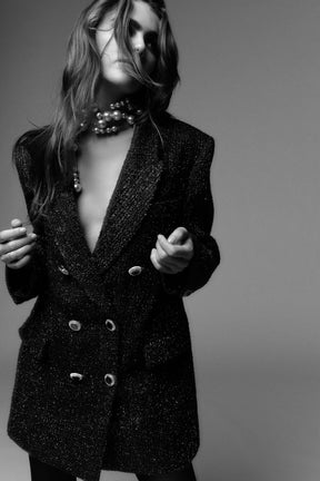 Blazer mit Metallic-Faden