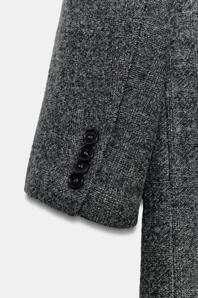 100% Wool Checked Coat - Image 7