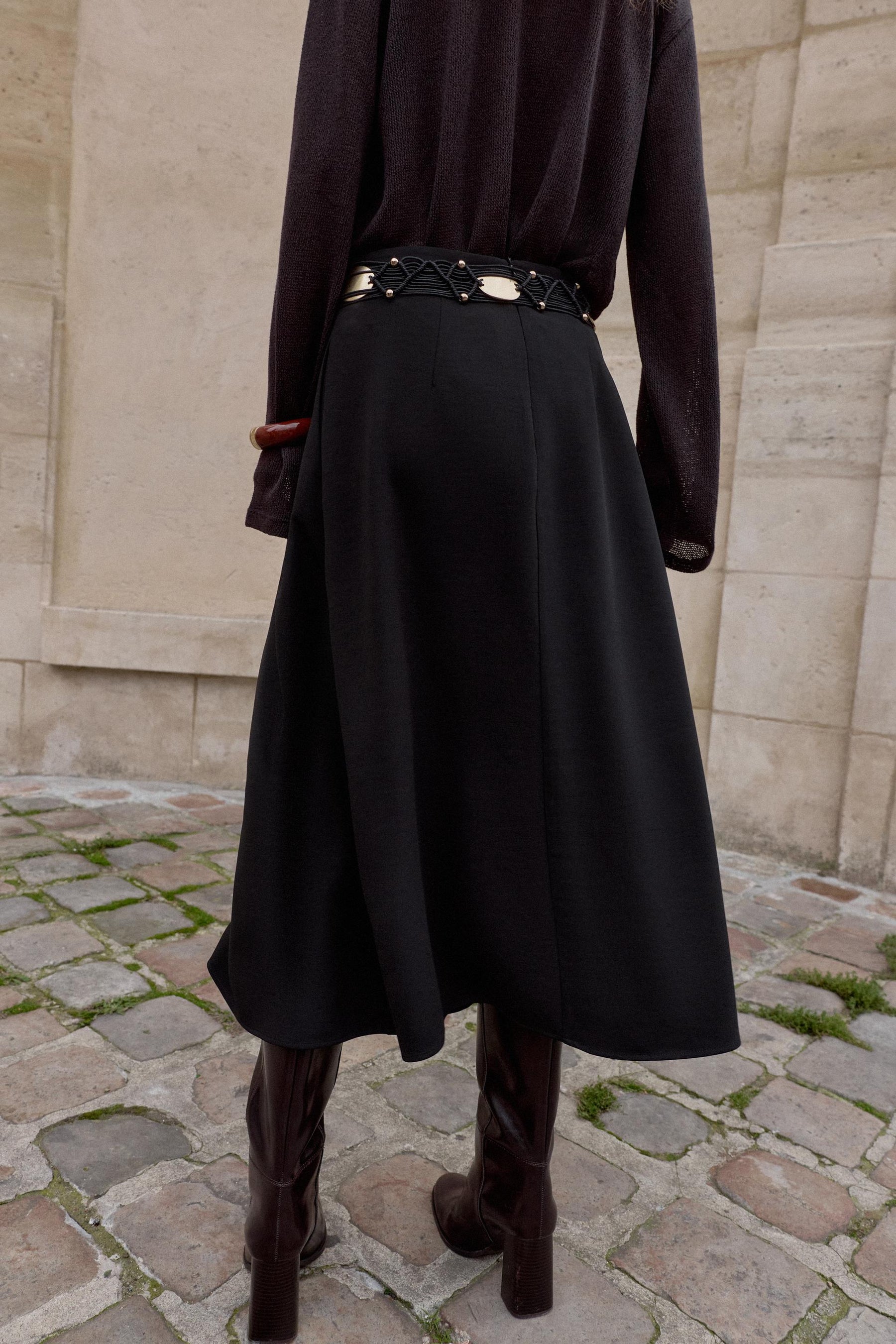 Crepe Layered Midi Skirt
