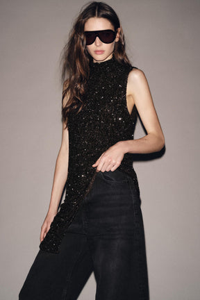 Sequin Asymmetric Fashion Top