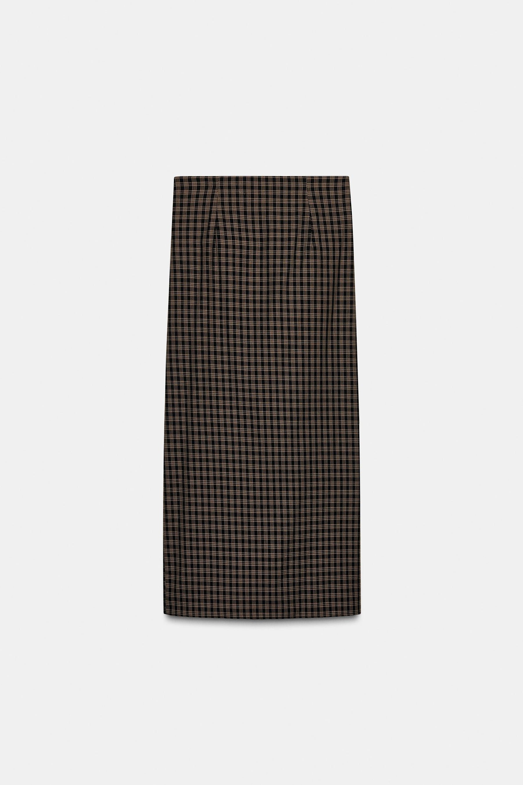 Draped Check Skirt
