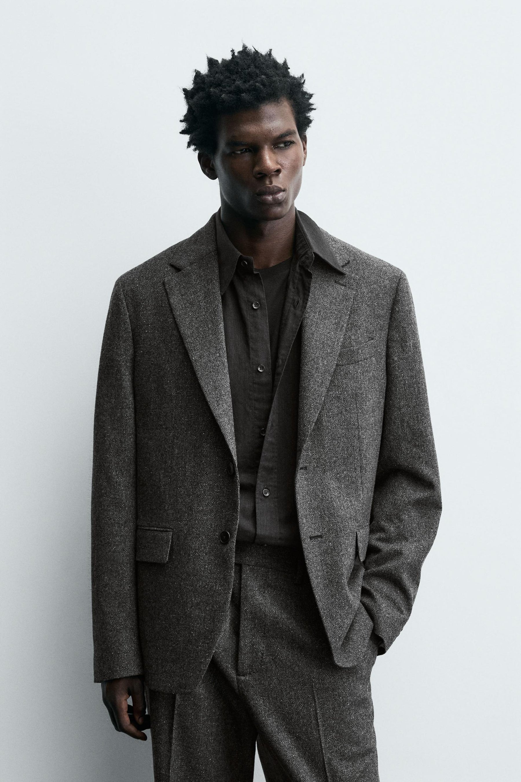 LIMITED EDITION TEXTURED WOOL BLEND SUIT BLAZER - Image 2
