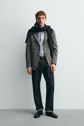100% WOOL TEXTURED BLAZER AARON LEVINE X - Image 1