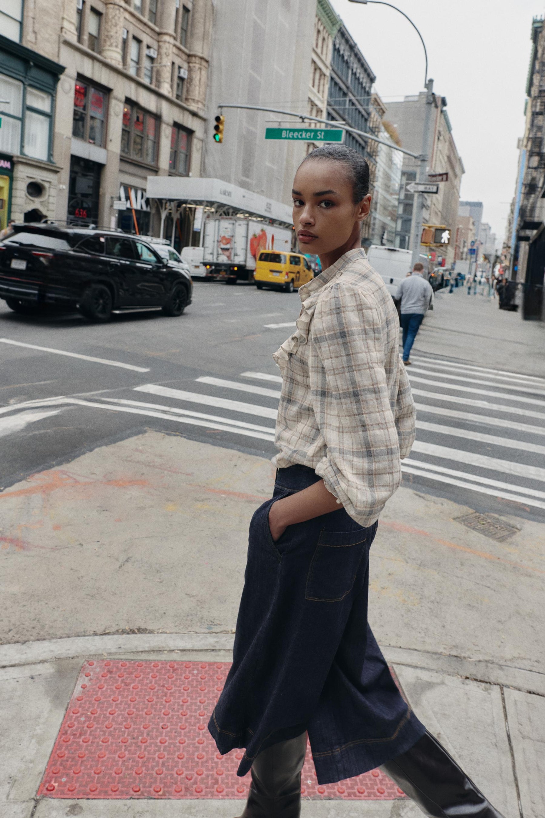 Ruffled Check Shirt