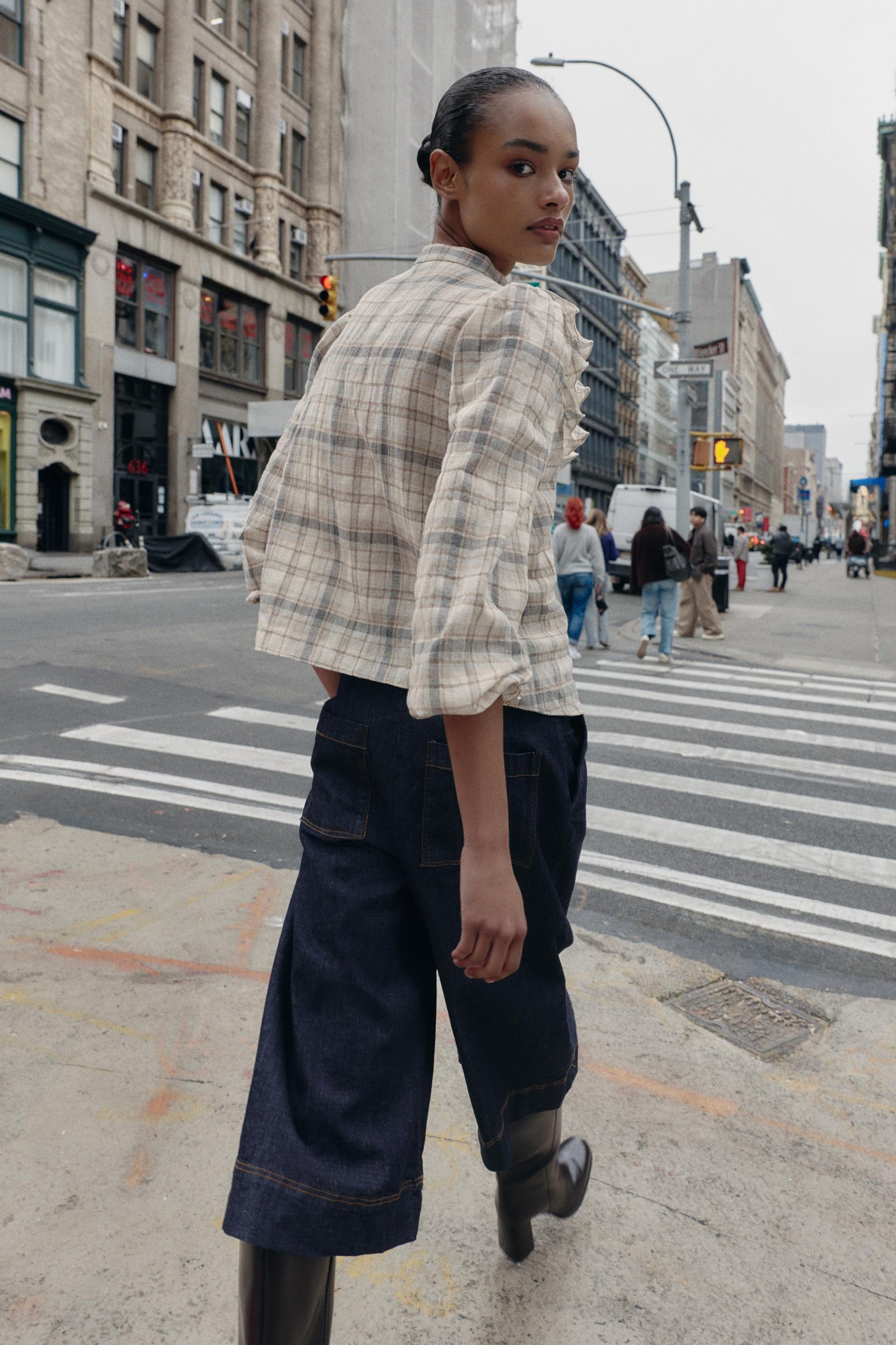 Ruffled Check Shirt
