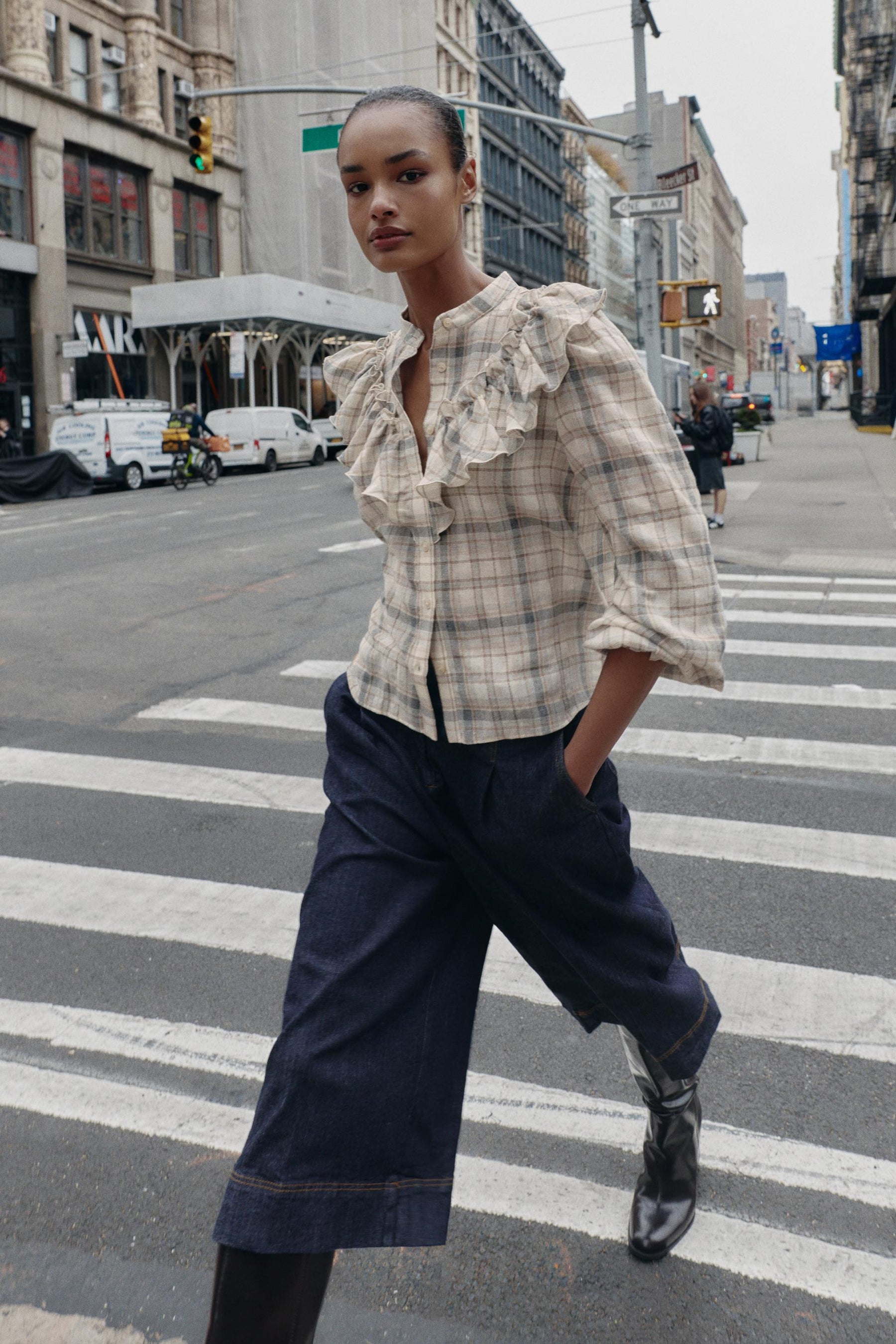 Ruffled Check Shirt