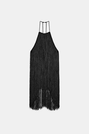 VELVET FRINGED HALTER TOP