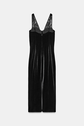VELVET LACE MIDI DRESS