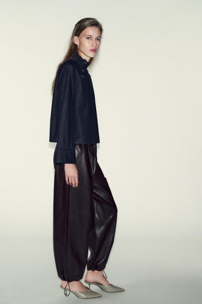 Denim High Neck Shirt