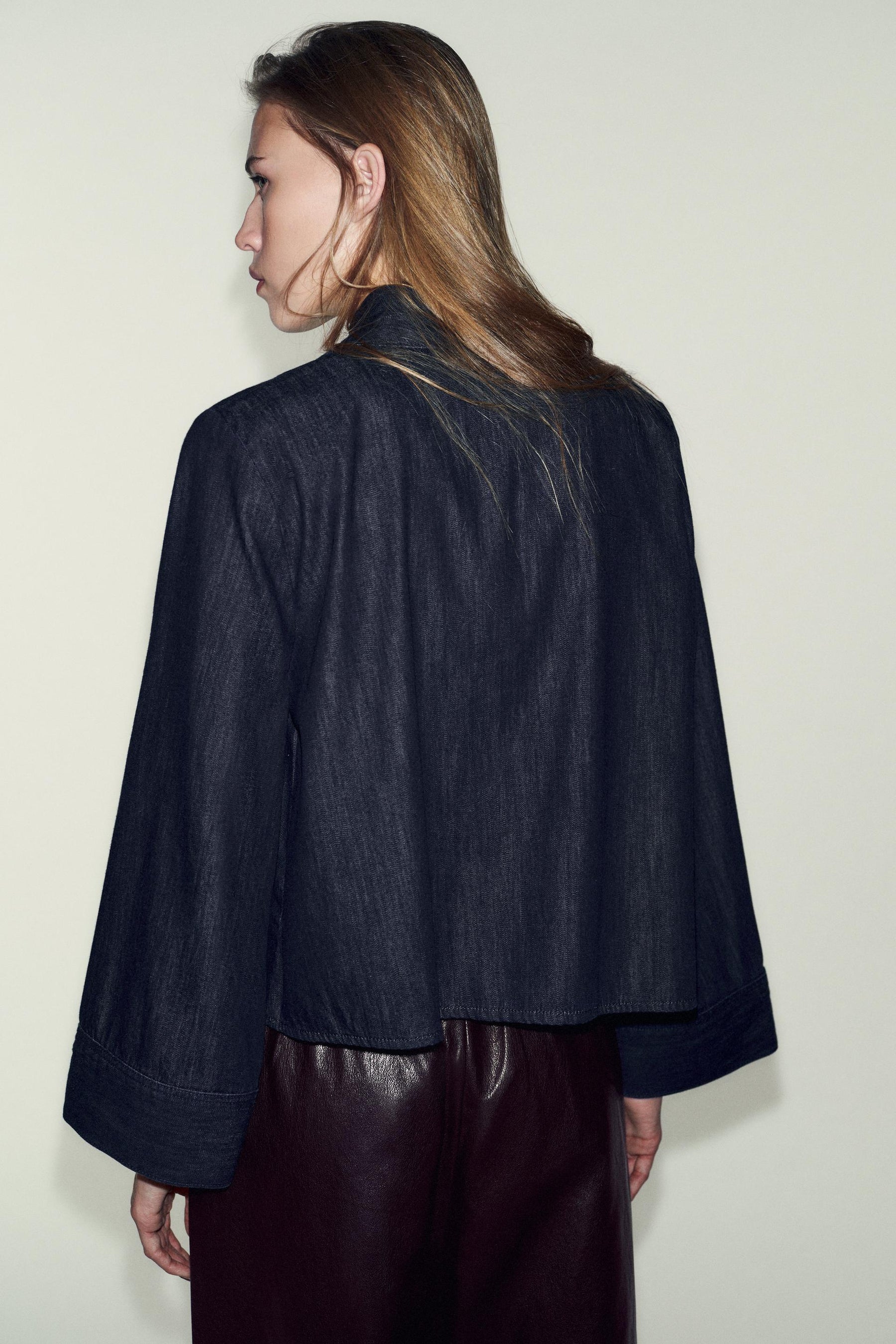 Denim High Neck Shirt