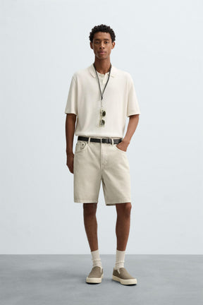 REGULAR FIT DENIM BERMUDA SHORTS - Image 1