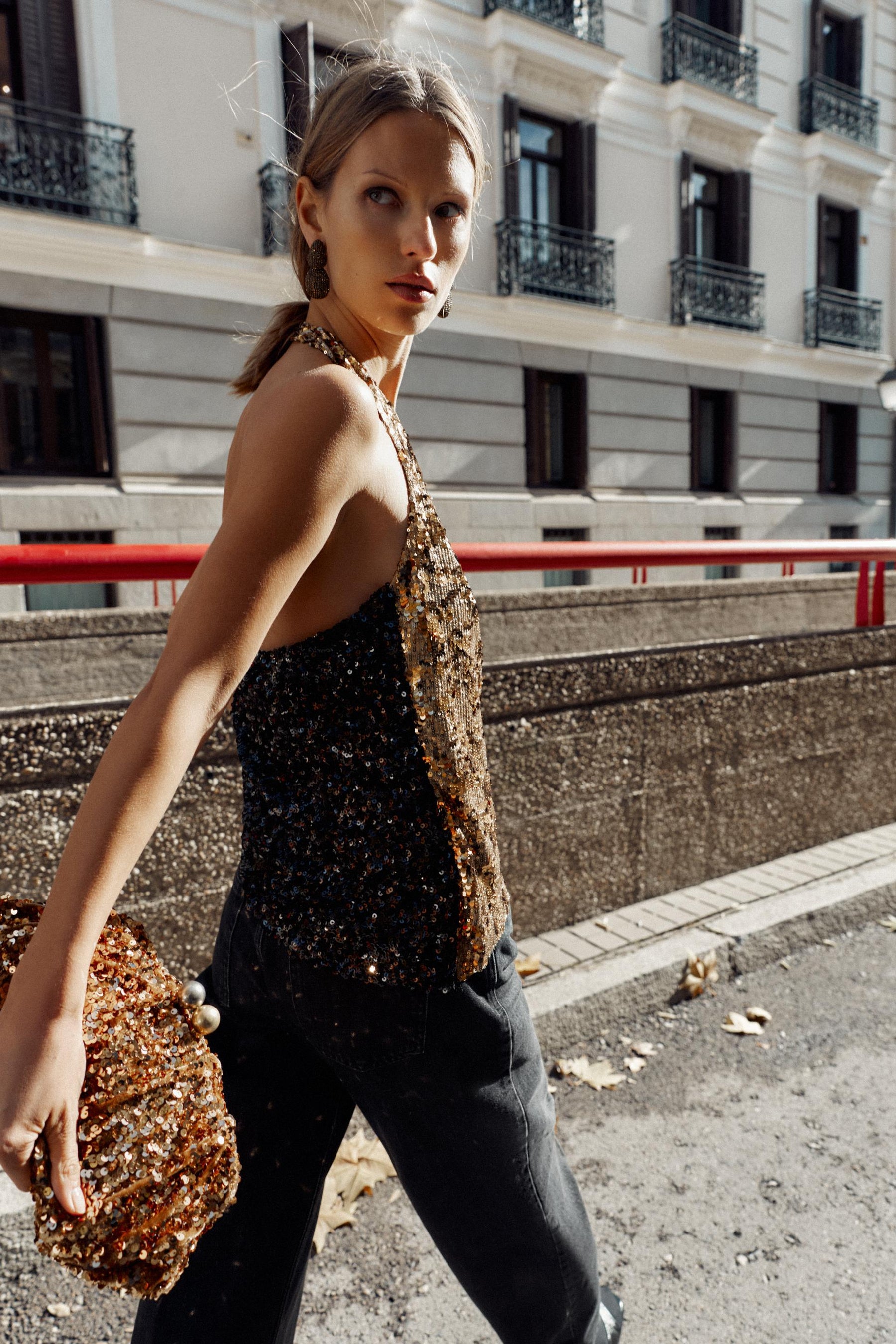 Sequined Halter Top