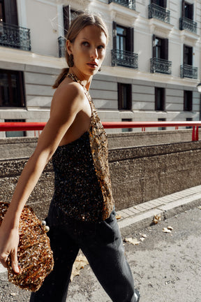 Sequined Halter Top