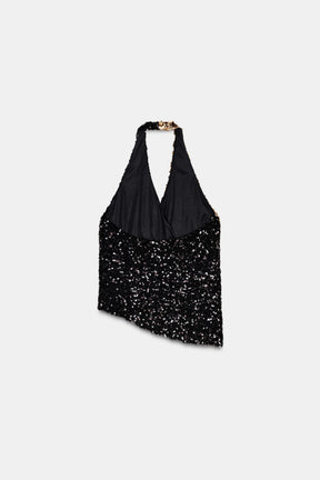 Sequined Halter Top