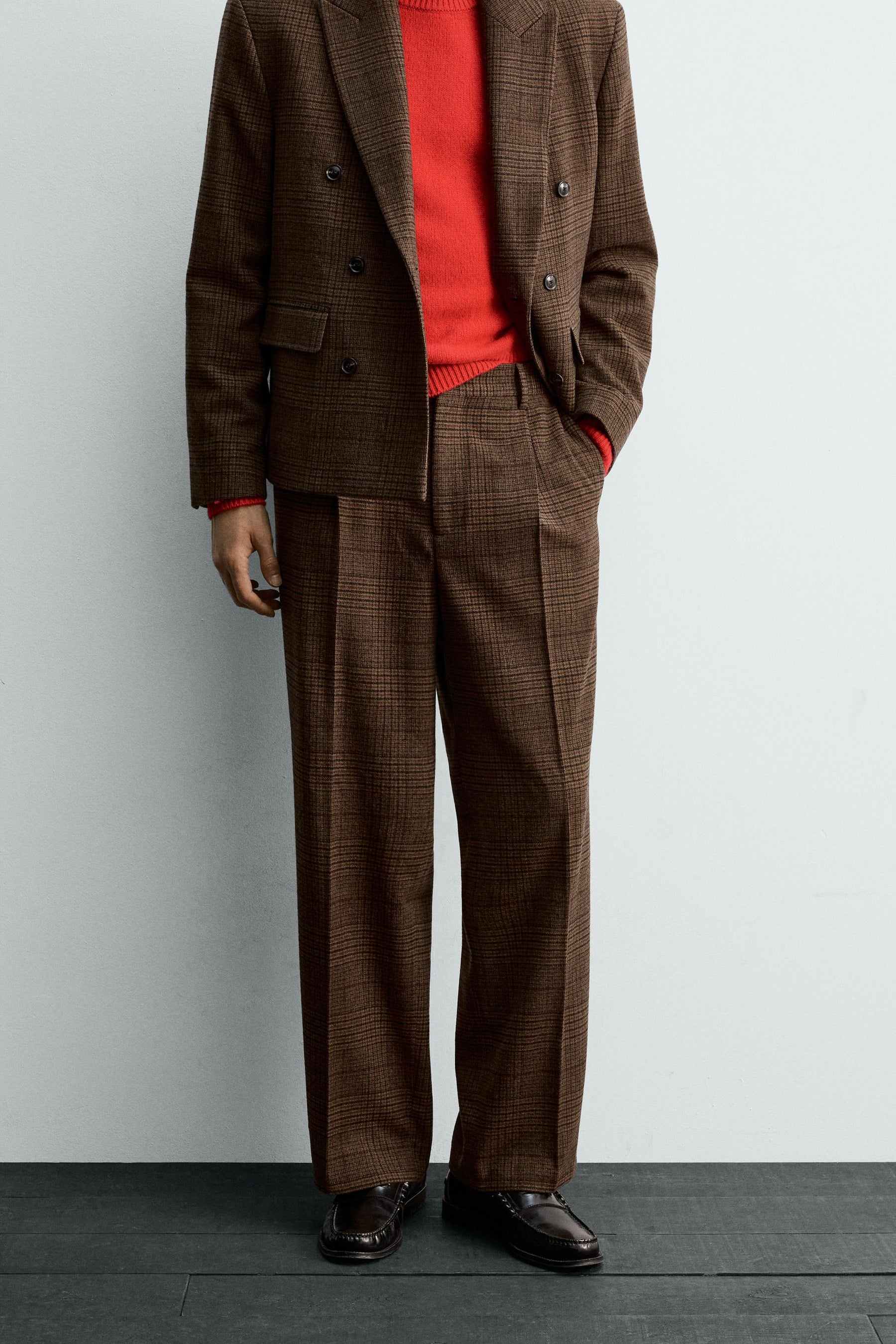 CHECK SUIT TROUSERS WITH PLEATS - Image 2