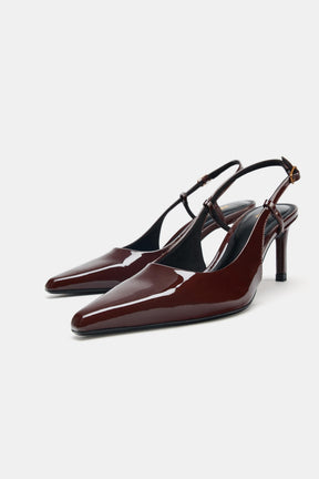 LACK-SLINGBACK-SCHUHE MIT HOHEM ABSATZ