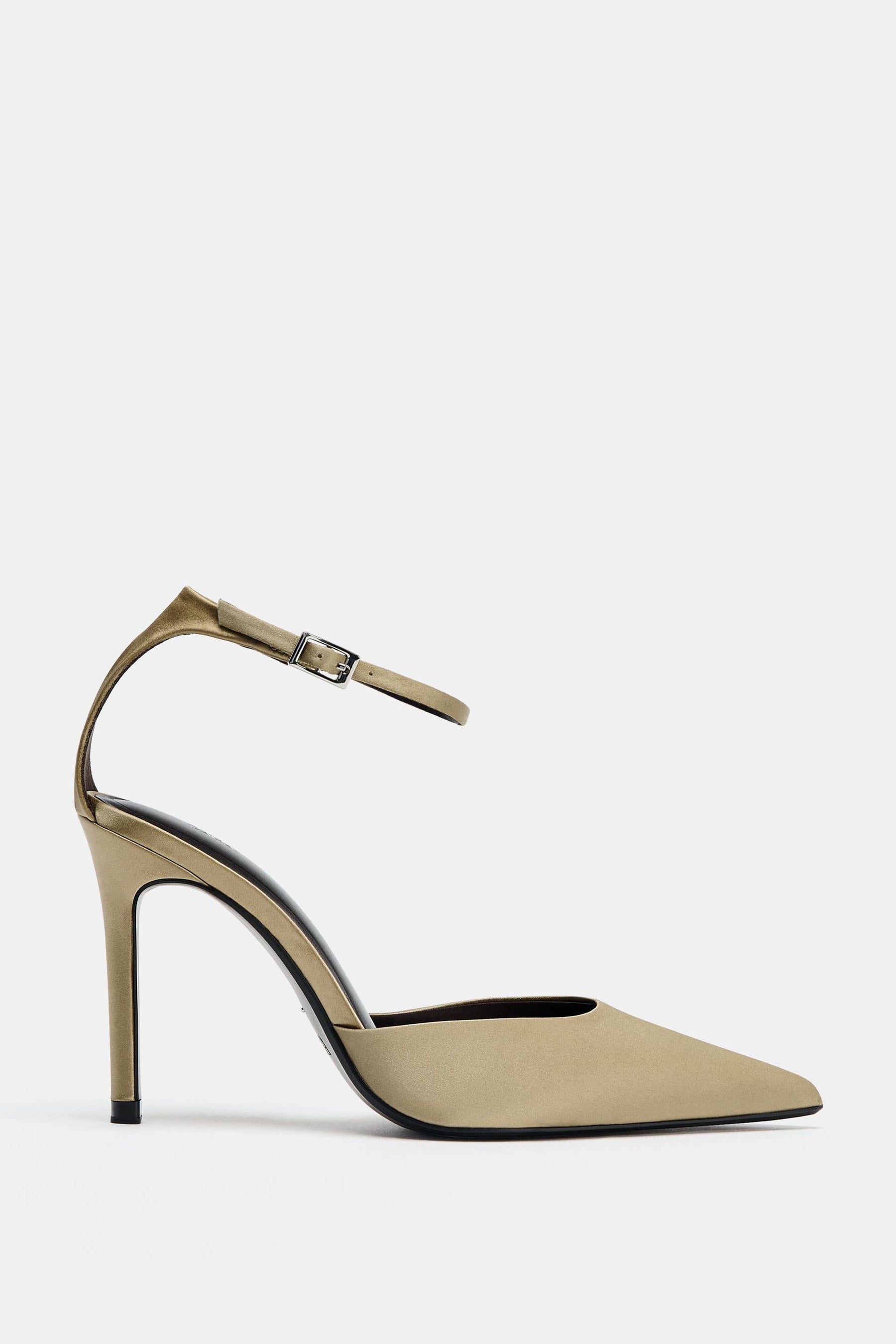 Satin high-heel strap shoes