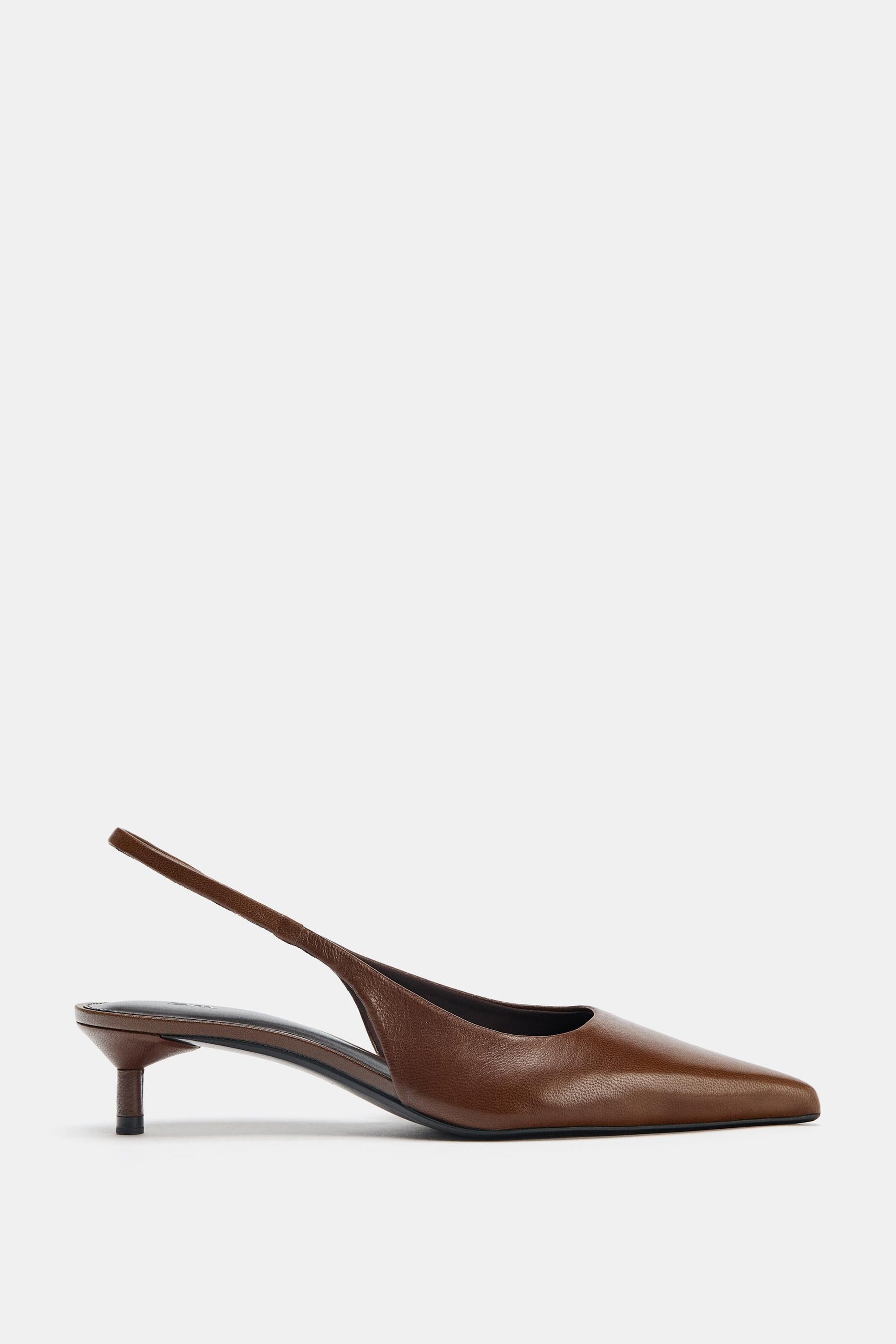 LEATHER KITTEN HEEL SHOES