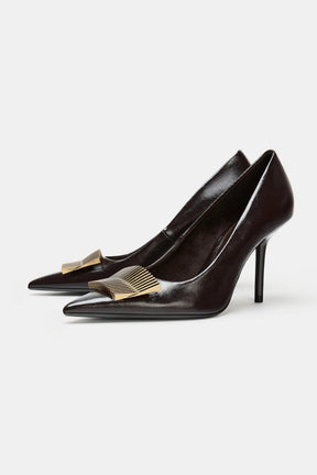 Metal-Appliqué High-Heel Shoes