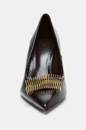 Metal-Appliqué High-Heel Shoes
