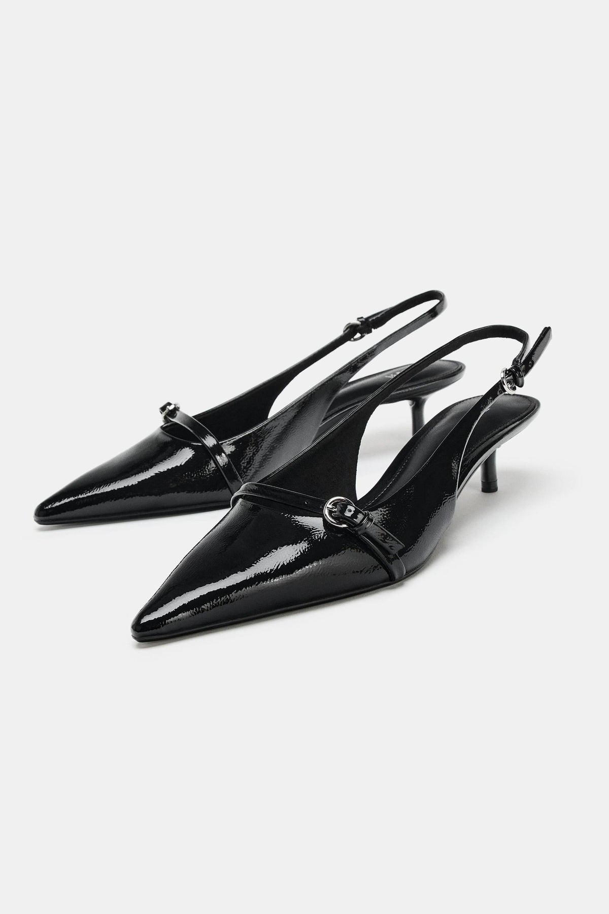 FAUX-PATENT SLINGBACK HEELS