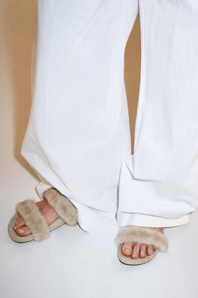 Sheepskin Effect Flat Sandals