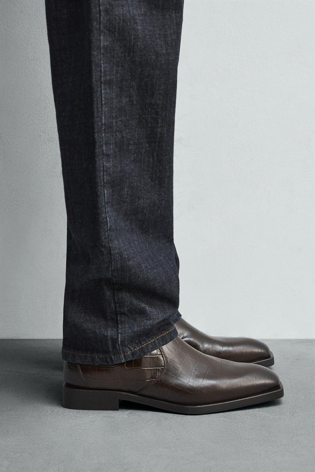 CROCODILE EMBOSSED LEATHER BOOTS - Image 2