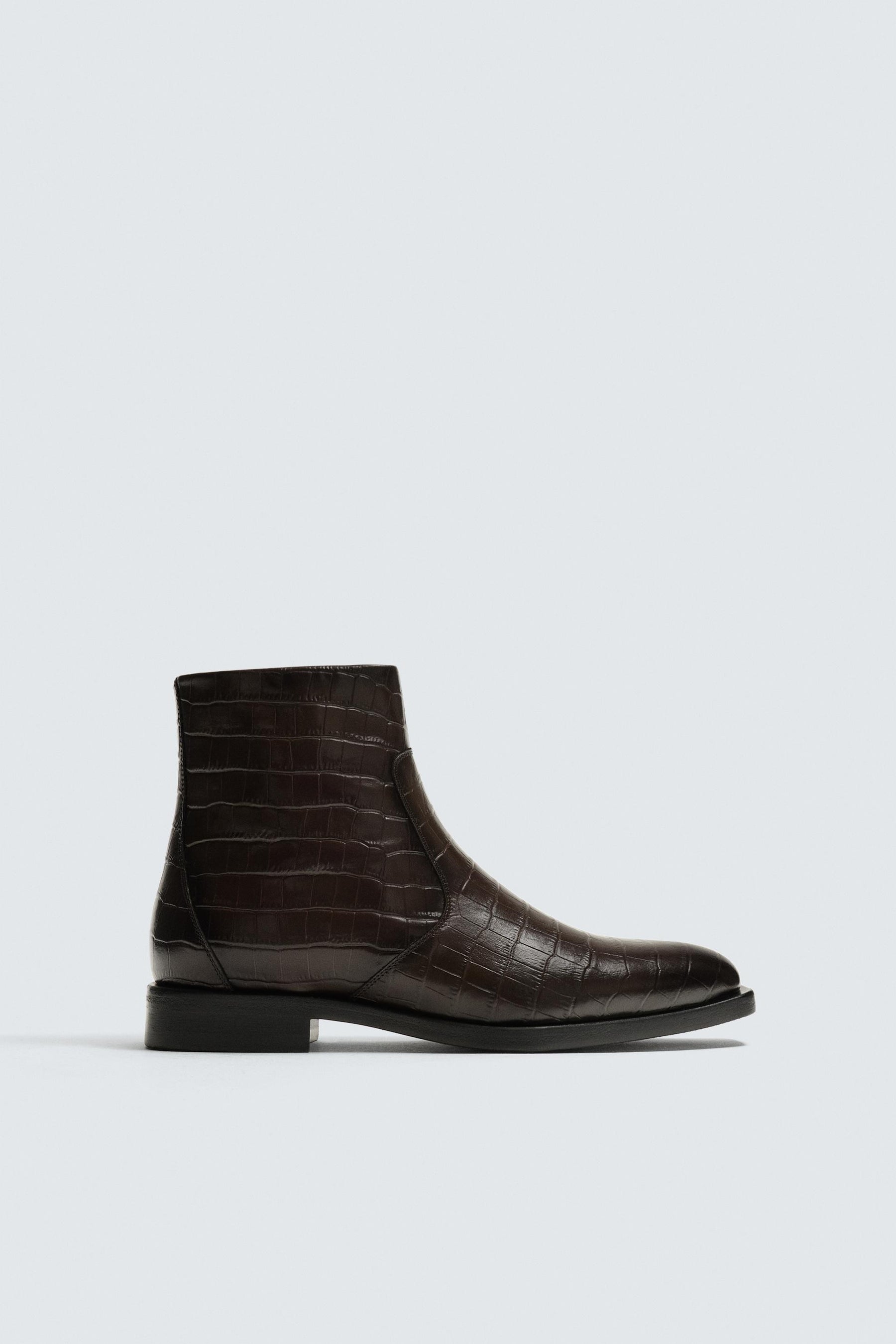 CROCODILE EMBOSSED LEATHER BOOTS - Image 4