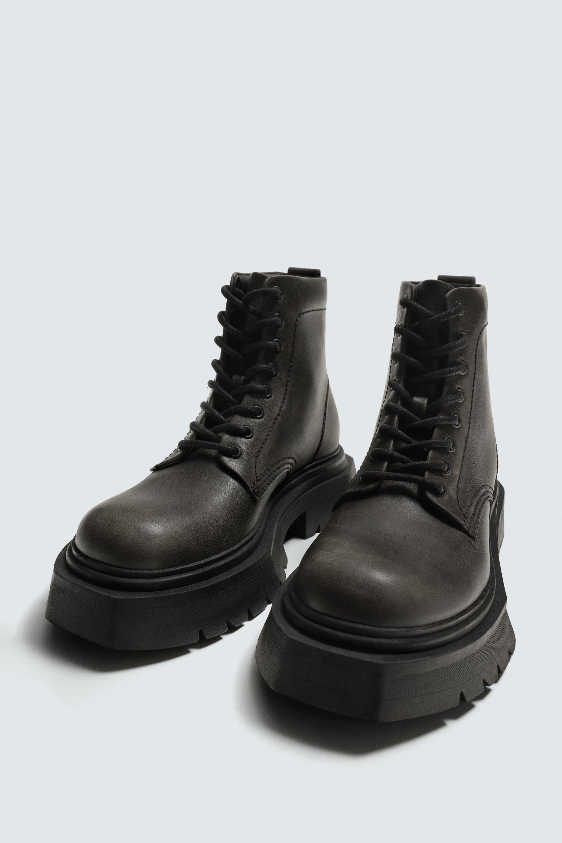 DISTRESSED CHUNKY LACE-UP BOOTS - Image 5