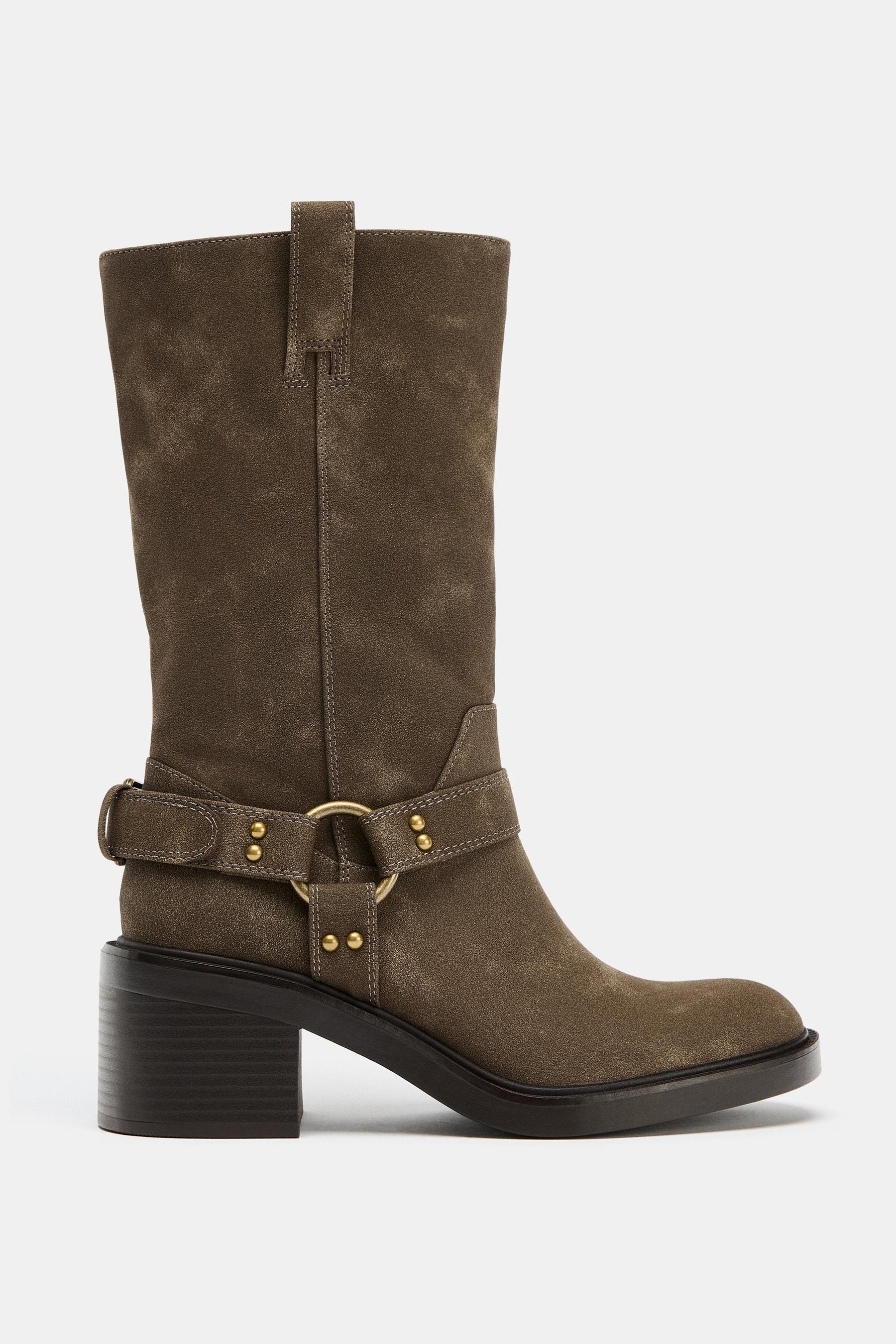 Ankle Biker Heel Boots