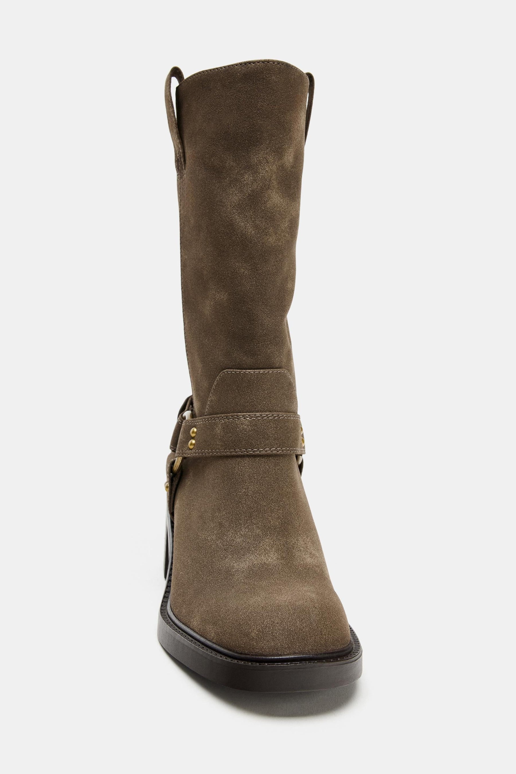 Ankle Biker Heel Boots