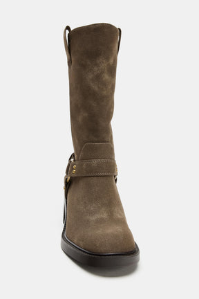 Ankle Biker Heel Boots