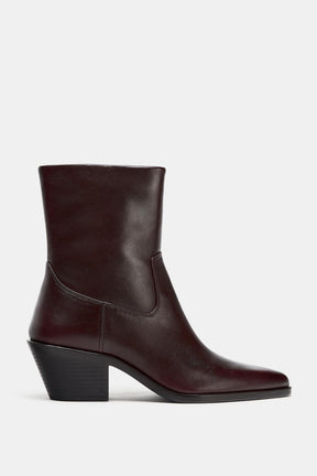 Leather Cowboy Ankle Boots