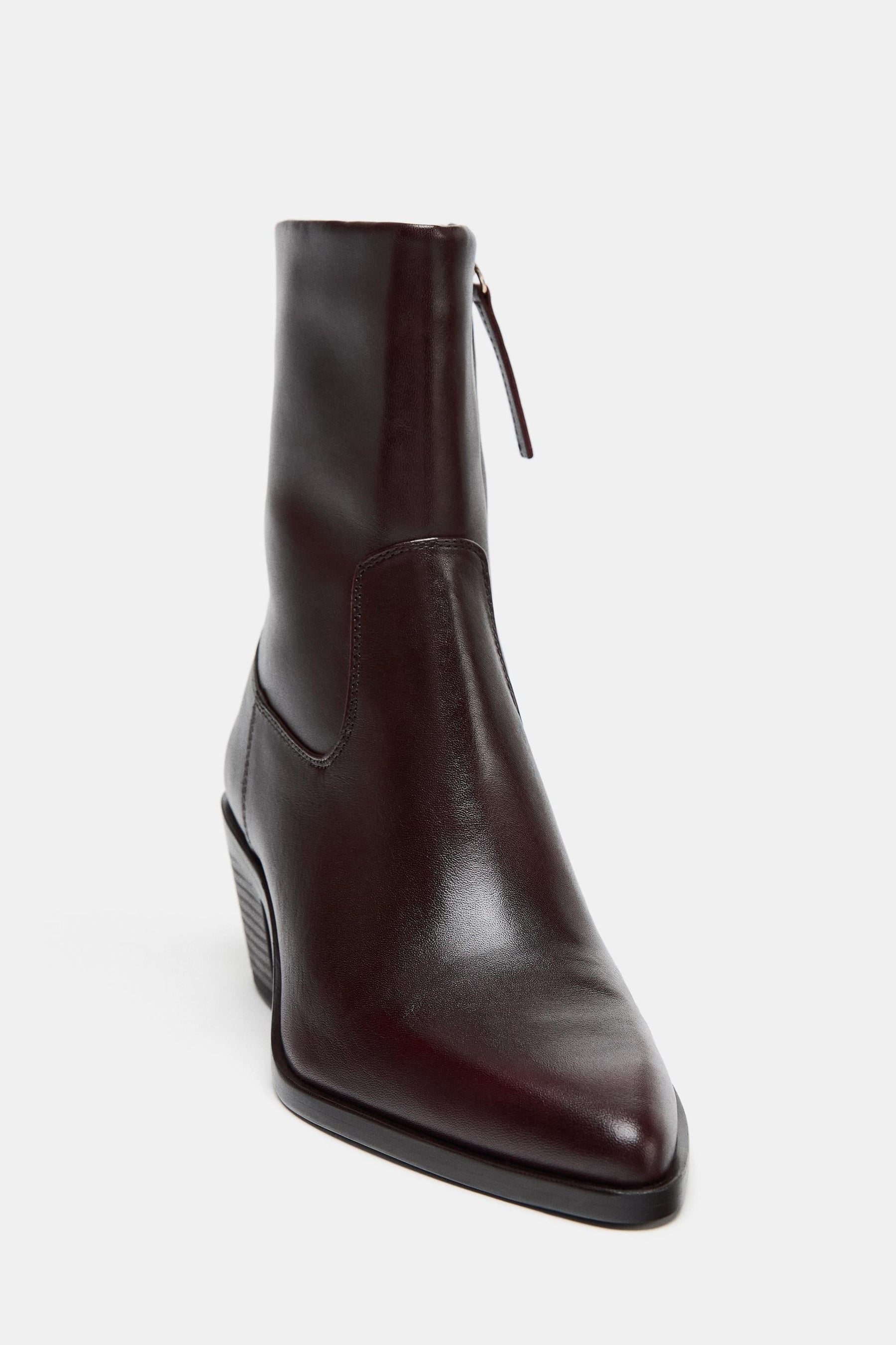 Leather Cowboy Ankle Boots