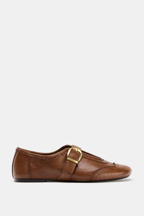 LEATHER BROGUE BALLERINAS